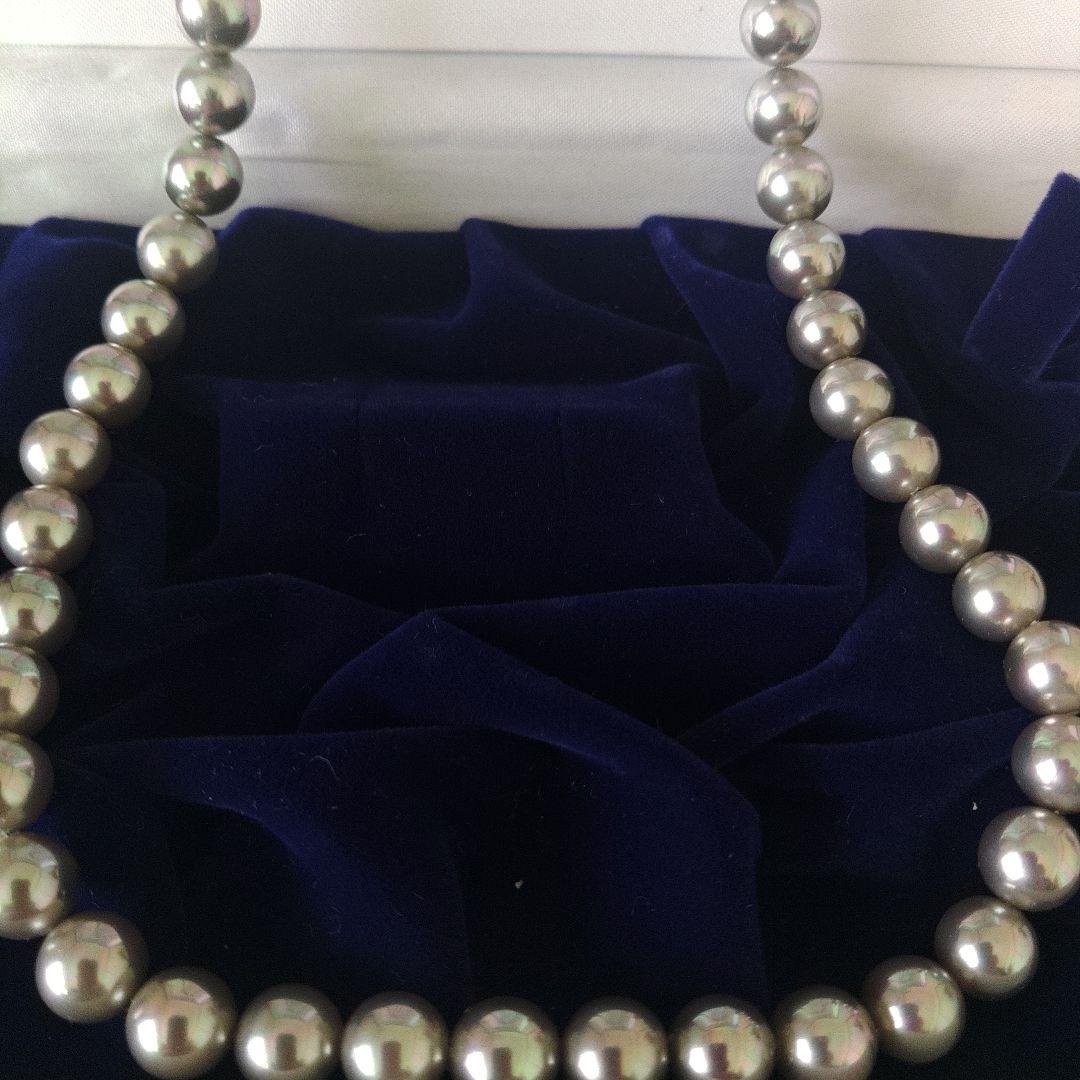 破格・黒真珠ネックレス・シルバーグレー・冠婚葬祭・