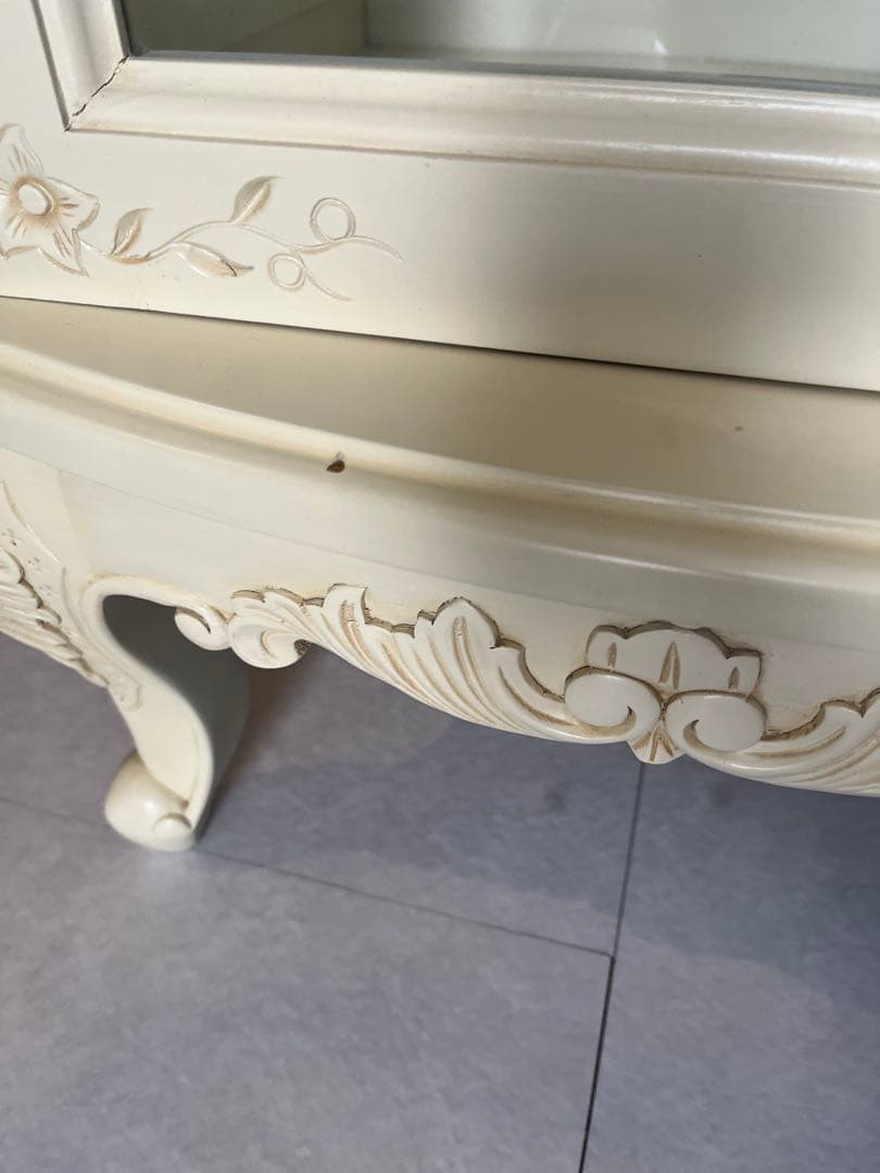 専用ガラスキャビネット ディスプレイ 収納ケース 木製 猫足 アンティーク