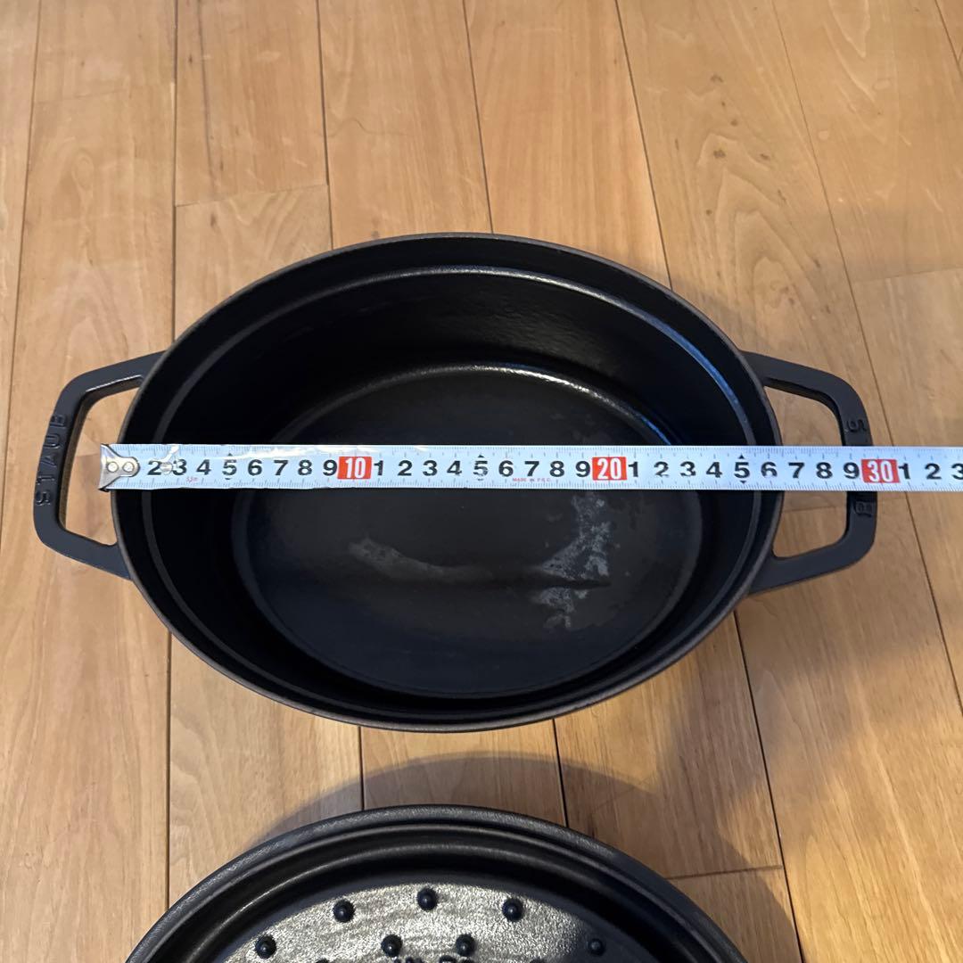 美品　STAUB ココット　鍋 黒　27㎝　ストウブ　オーバル