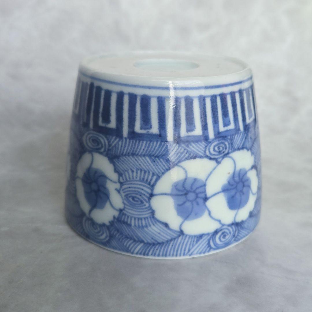 古伊万里　染付　猪口　蕎麦猪口　撫子　江戸時代　骨董　金継ぎ　アンティーク