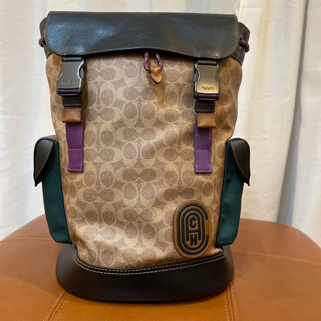 み*け様 COACH リュック・バックパック ブラウン・グリーン美品