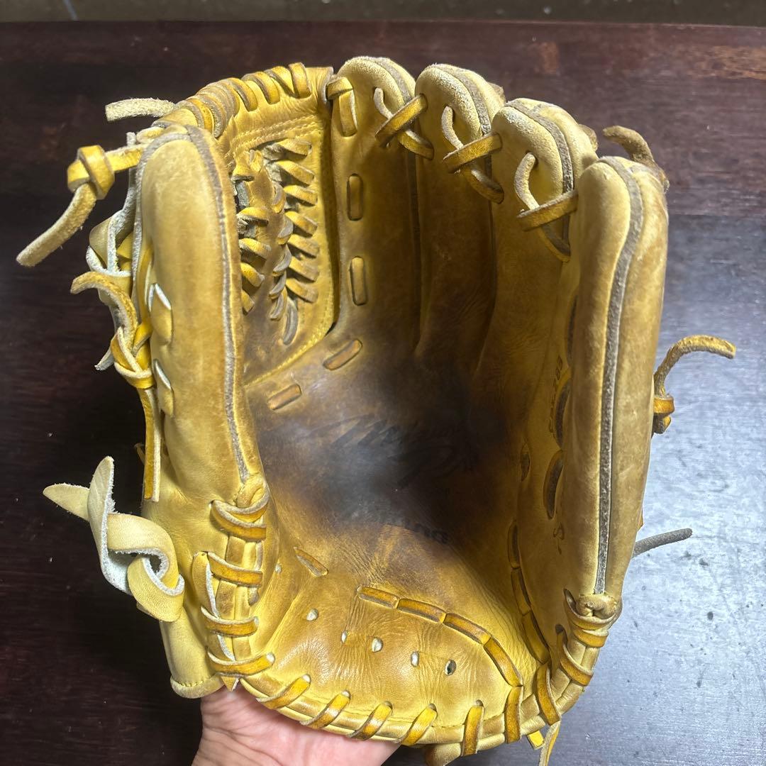 ミズノプロ硬式グローブ 黄色 レザー製