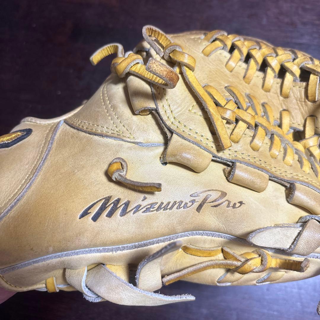 ミズノプロ硬式グローブ 黄色 レザー製