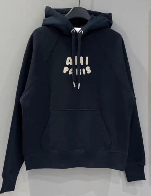 AMI PARIS フード付きパーカー ネイビー L