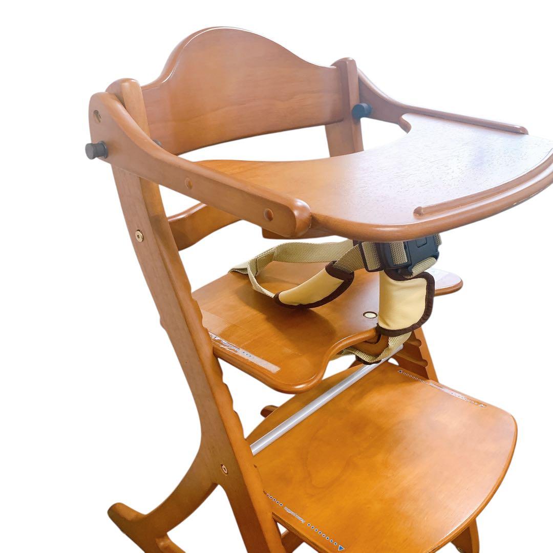 大和屋 すくすくチェア スリム プラス セーフティベルト付き 木製ハイチェア