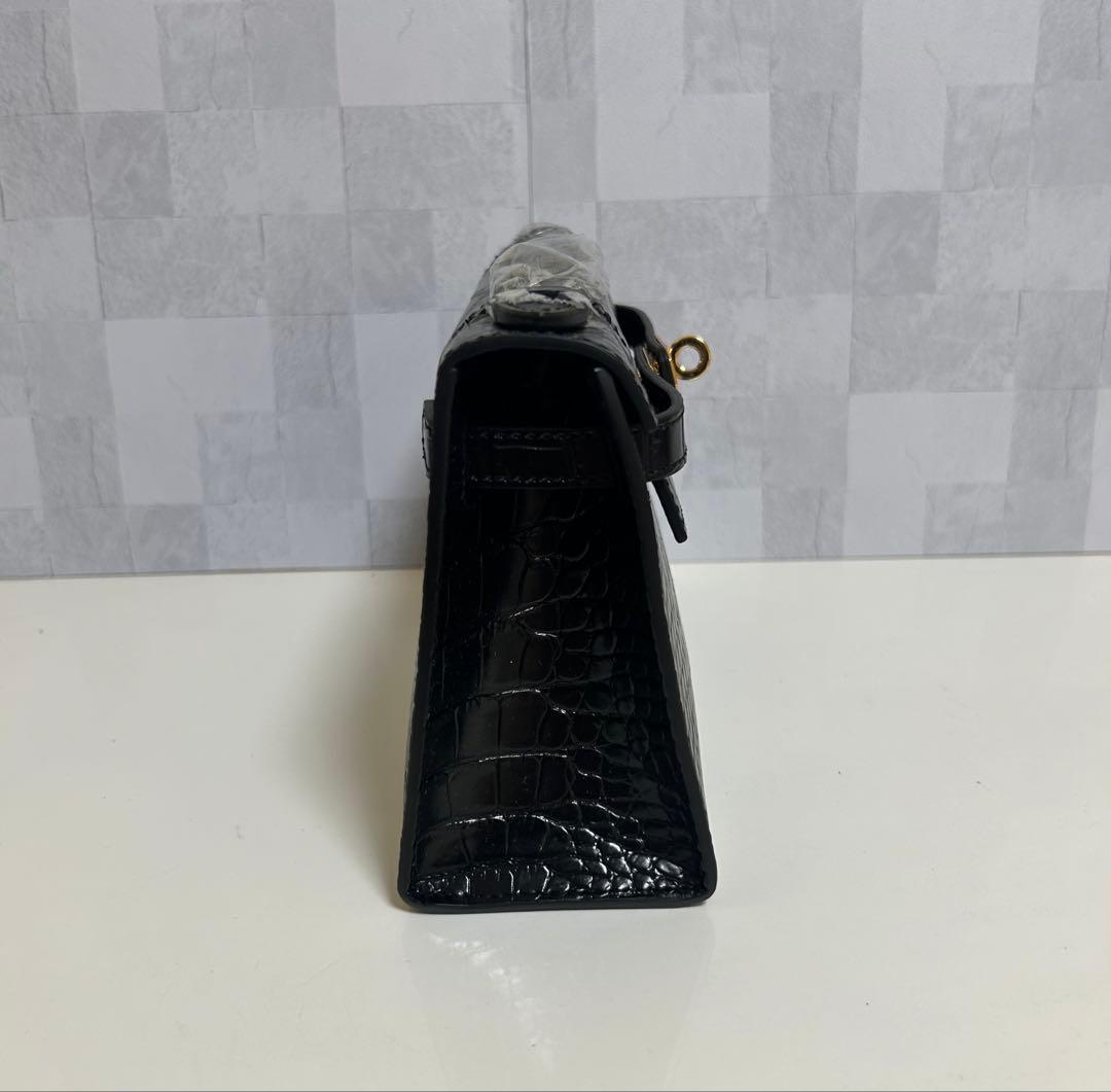 本革　クロコダイル調　レザー クラッチバッグ　ショルダーバック