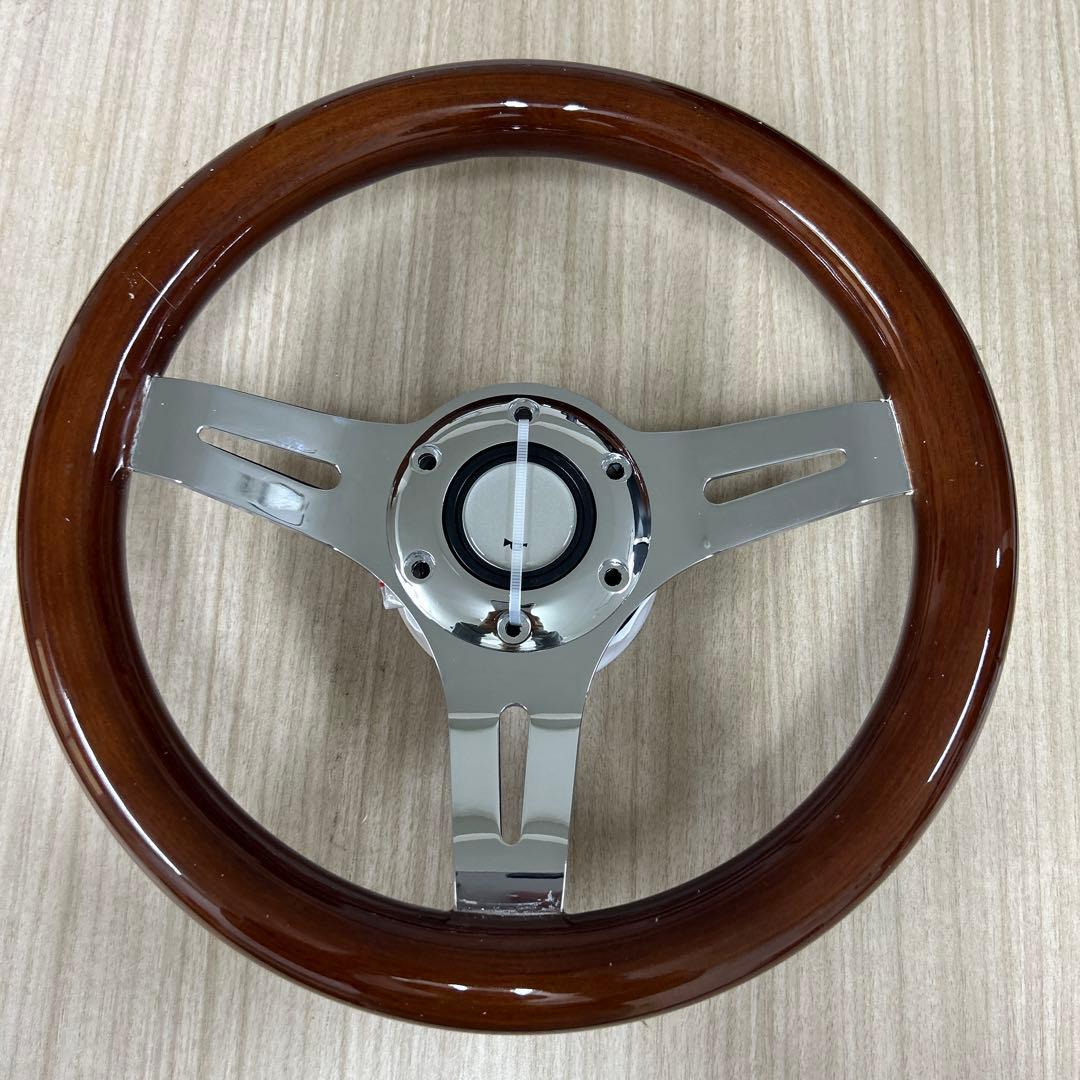 29パイ　ウッドとクロームの3本スポークステアリング