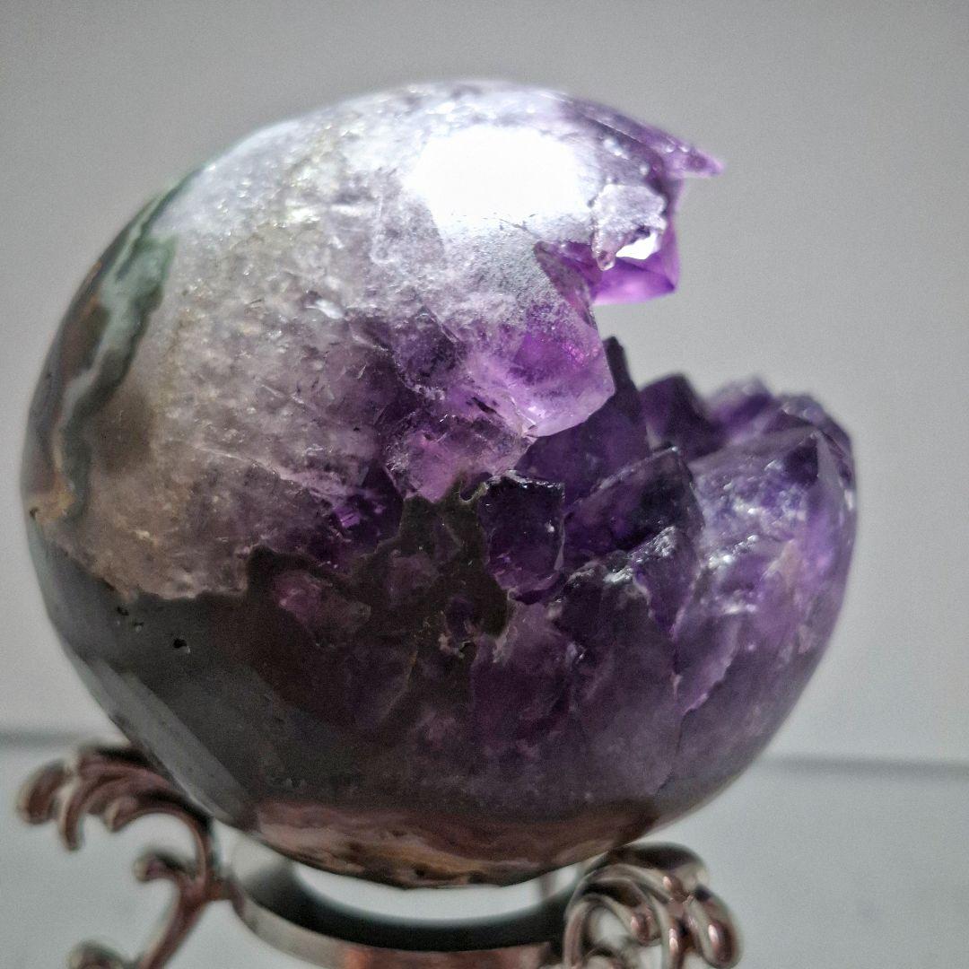 アメジスト クラスター 笑口 スフィア　台座付き