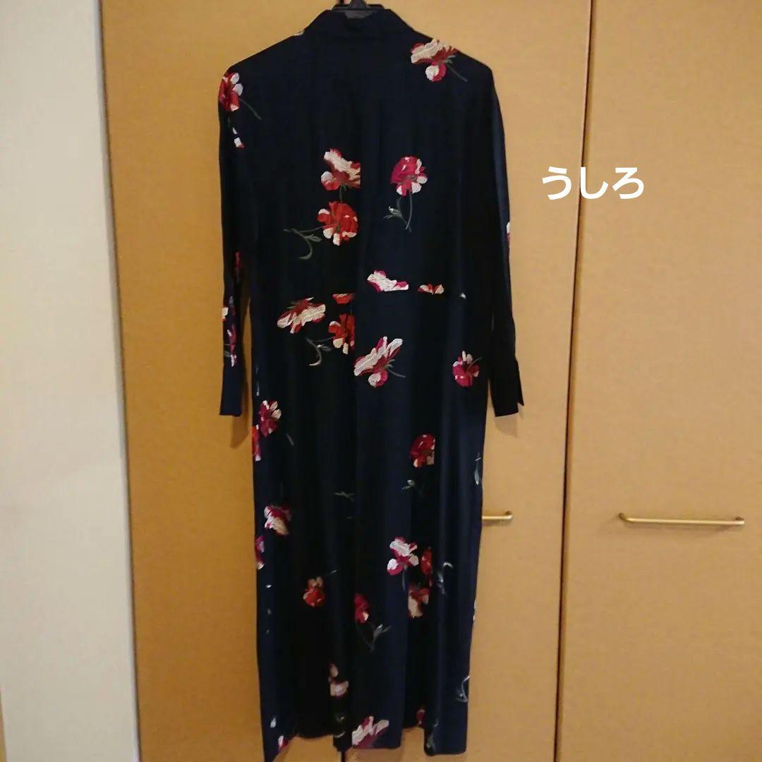 グレースコンチネンタル グレース ミリタリーワンピース 花柄刺繍 黒ブラック36