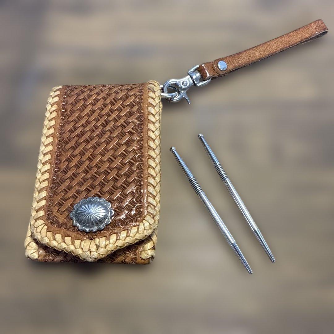 純銀製　さざなみ鍉鍼（てい鍼）船水隆広先生ご考案　手作り革製　鍉鍼ケース付き