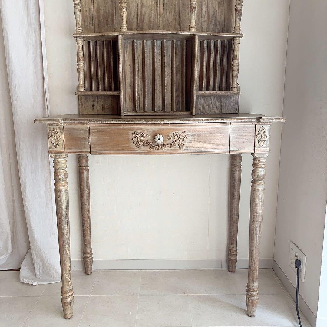 フランス製　アンティーク　シャビーシック　デスク　飾り棚　フレンチシャビー　机