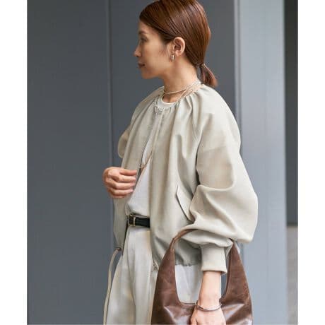 美品・25SS★IENA　シアーノーカラーブルゾン　ベージュ　イエナ