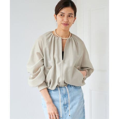 美品・25SS★IENA　シアーノーカラーブルゾン　ベージュ　イエナ