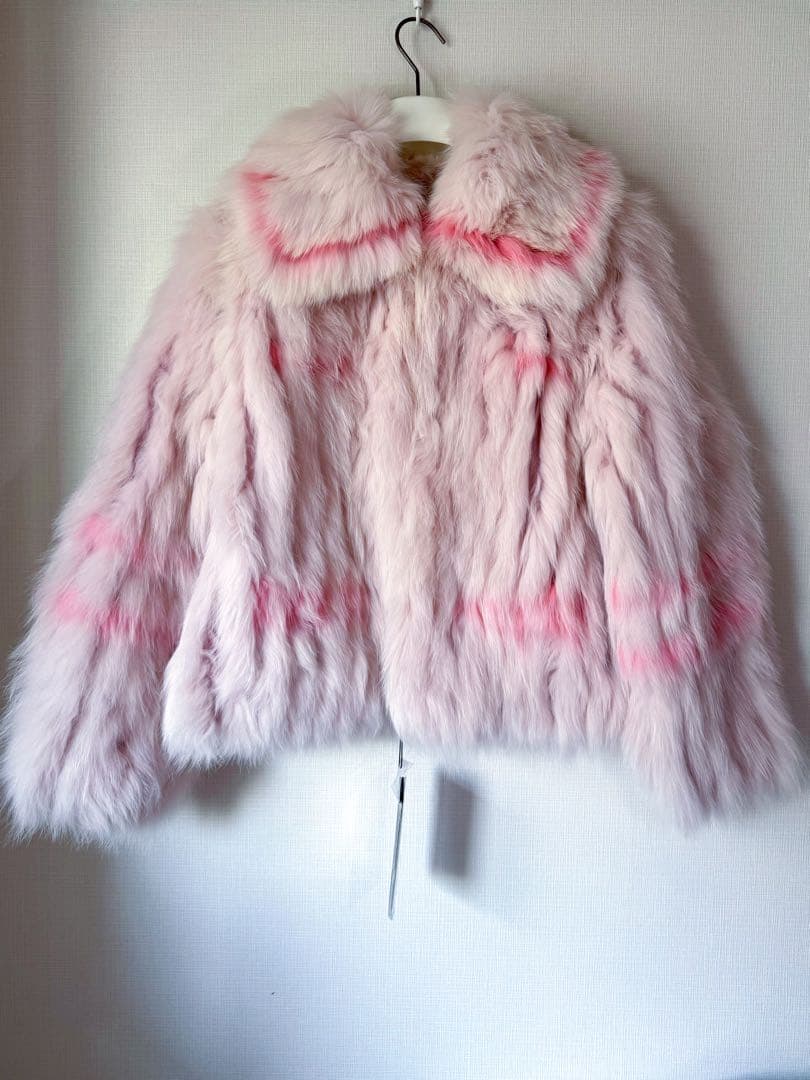 【新品未使用】ピンク フォックスファー コート 本毛皮 リアルファー 美品