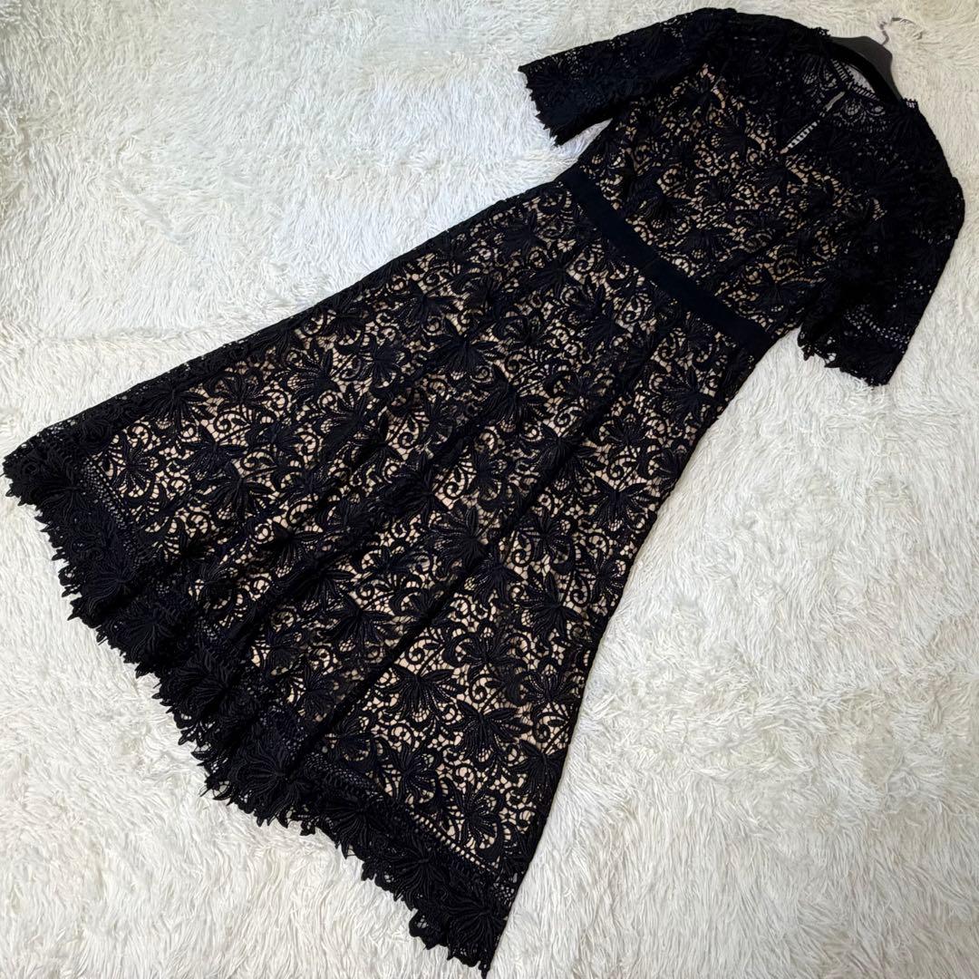希少　美品　CELFORD セルフォード　フラワーレースワンピース　ドレス　黒