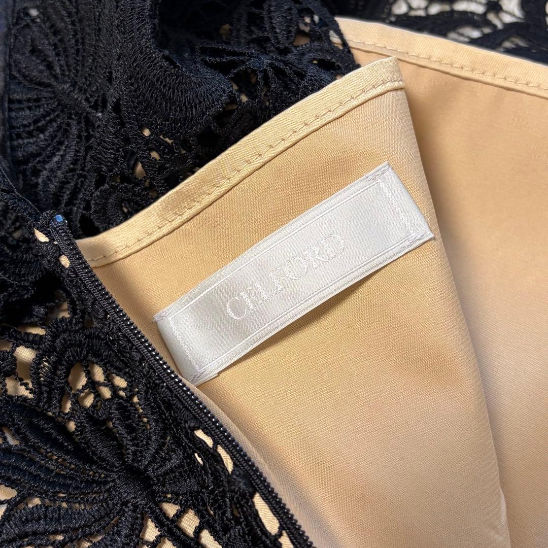 希少　美品　CELFORD セルフォード　フラワーレースワンピース　ドレス　黒