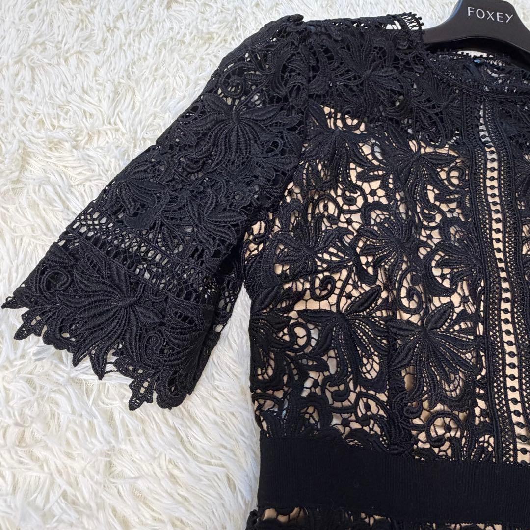 希少　美品　CELFORD セルフォード　フラワーレースワンピース　ドレス　黒