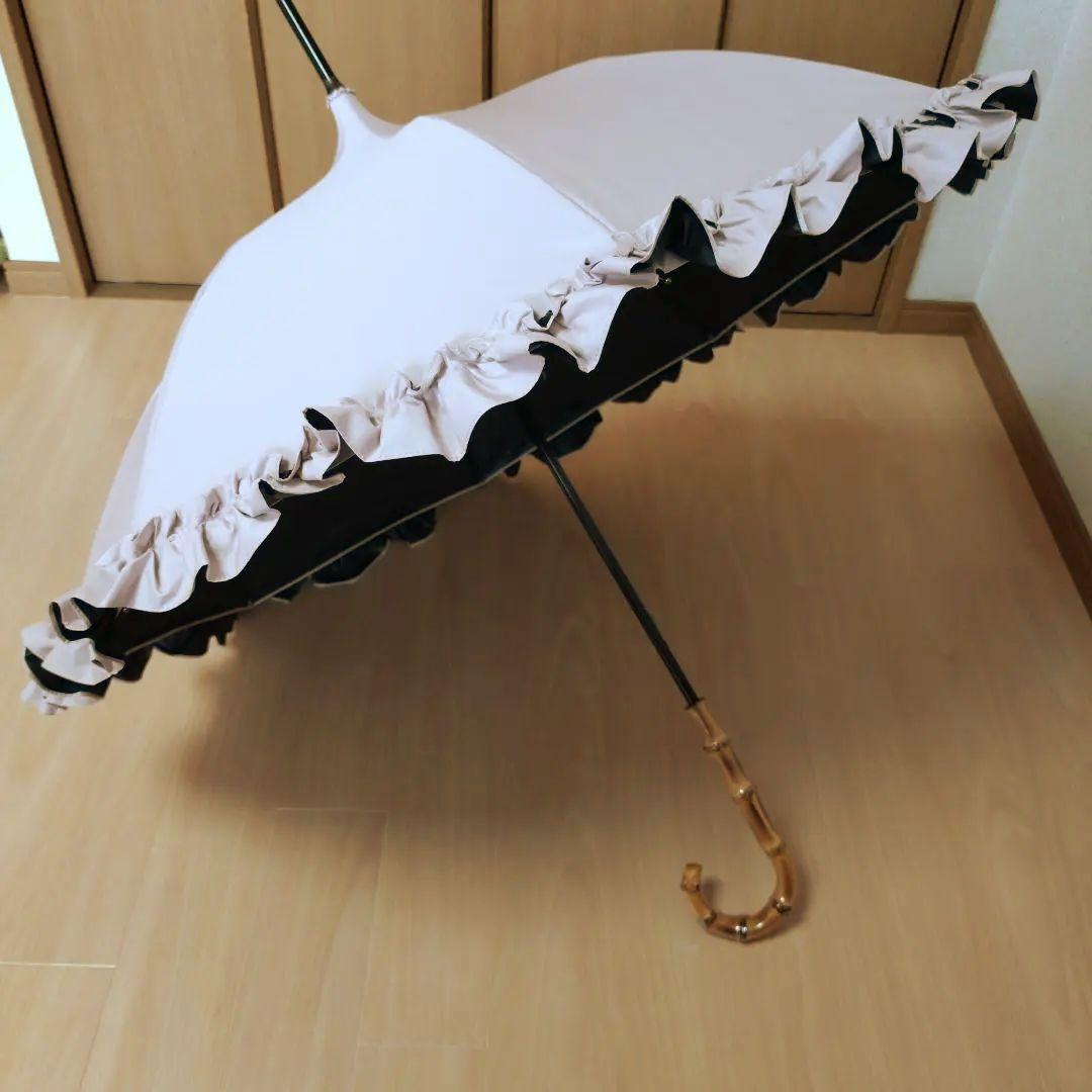 芦屋ロサブラン 完全遮光 フリル付きパゴダ日傘 ピンク