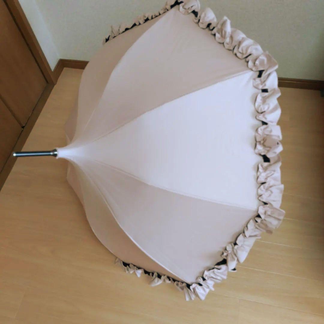 芦屋ロサブラン 完全遮光 フリル付きパゴダ日傘 ピンク