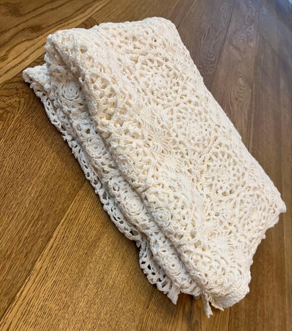 ハンドメイド レース編み テーブルクロス ソファカバー カントリー レトロ 大判