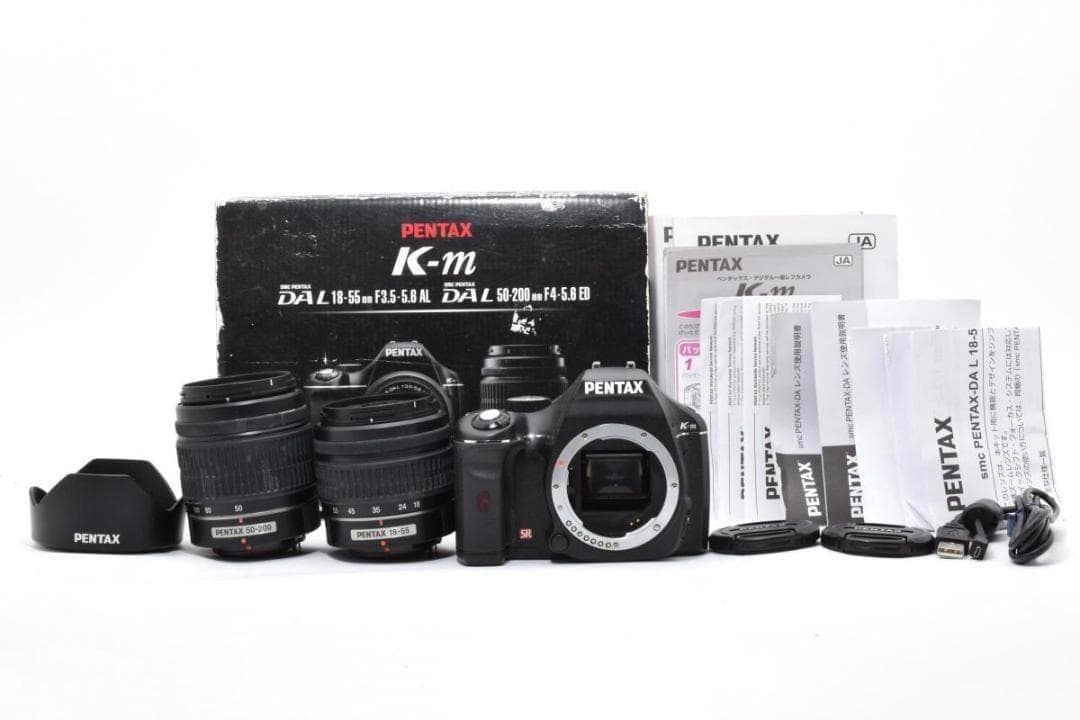【箱付き】 PENTAX ペンタックス K-m ダブルレンズ デジタル一眼カメラ
