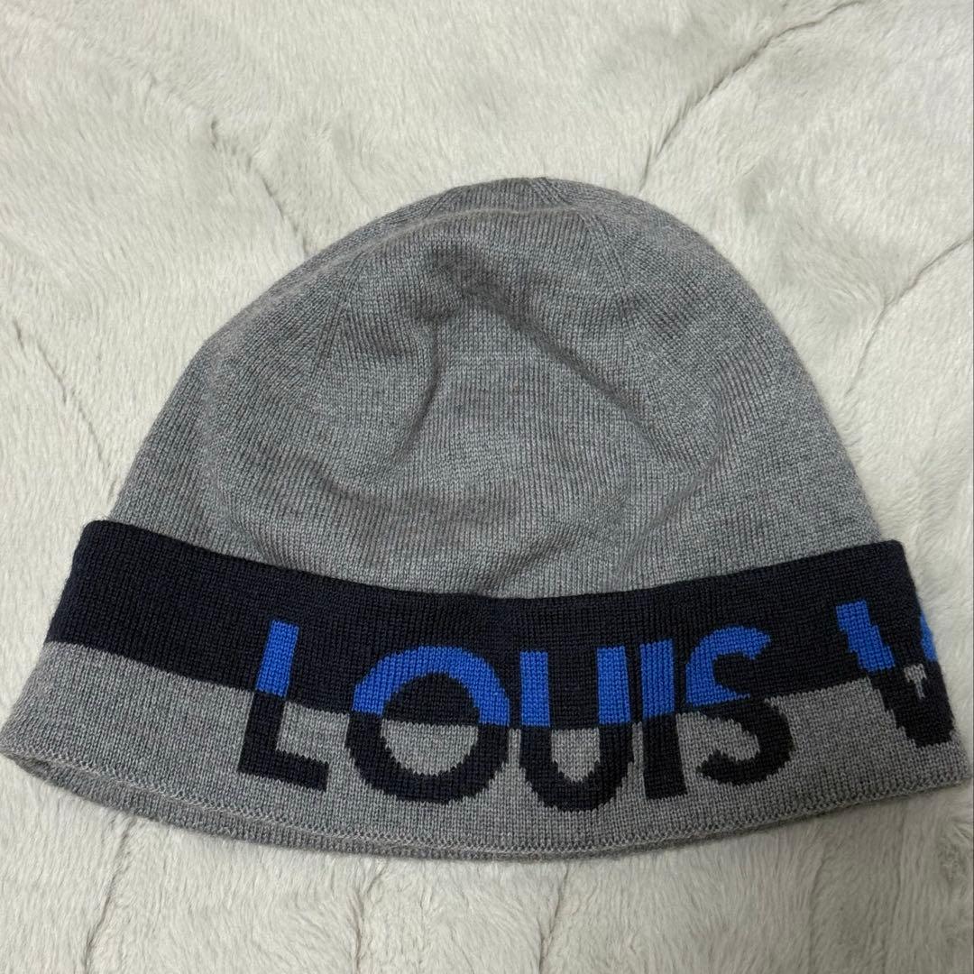 LOUIS VUITTON ボネ LVホライゾン ニット帽　ウール100%グレー