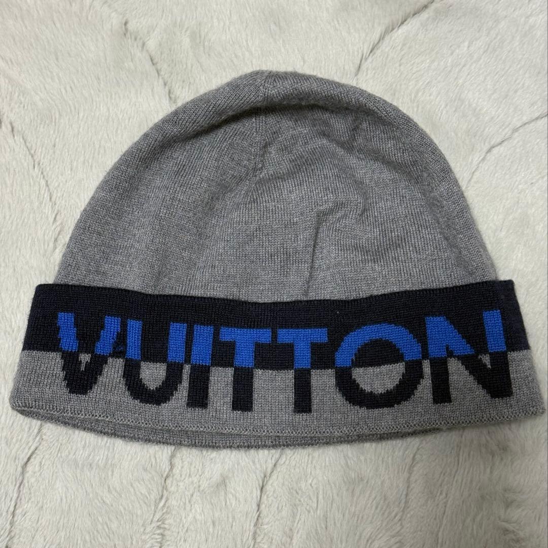 LOUIS VUITTON ボネ LVホライゾン ニット帽　ウール100%グレー