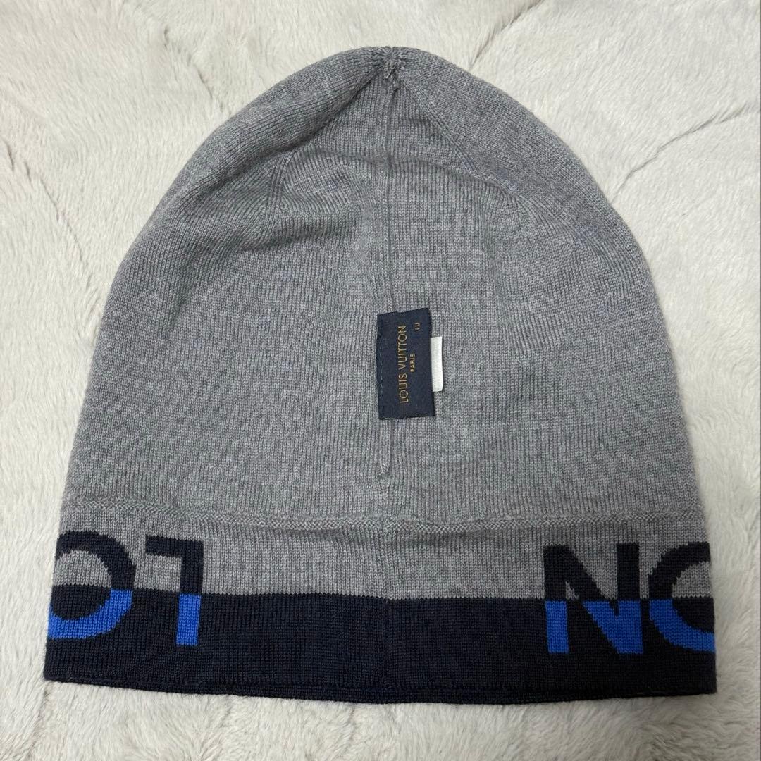 LOUIS VUITTON ボネ LVホライゾン ニット帽　ウール100%グレー