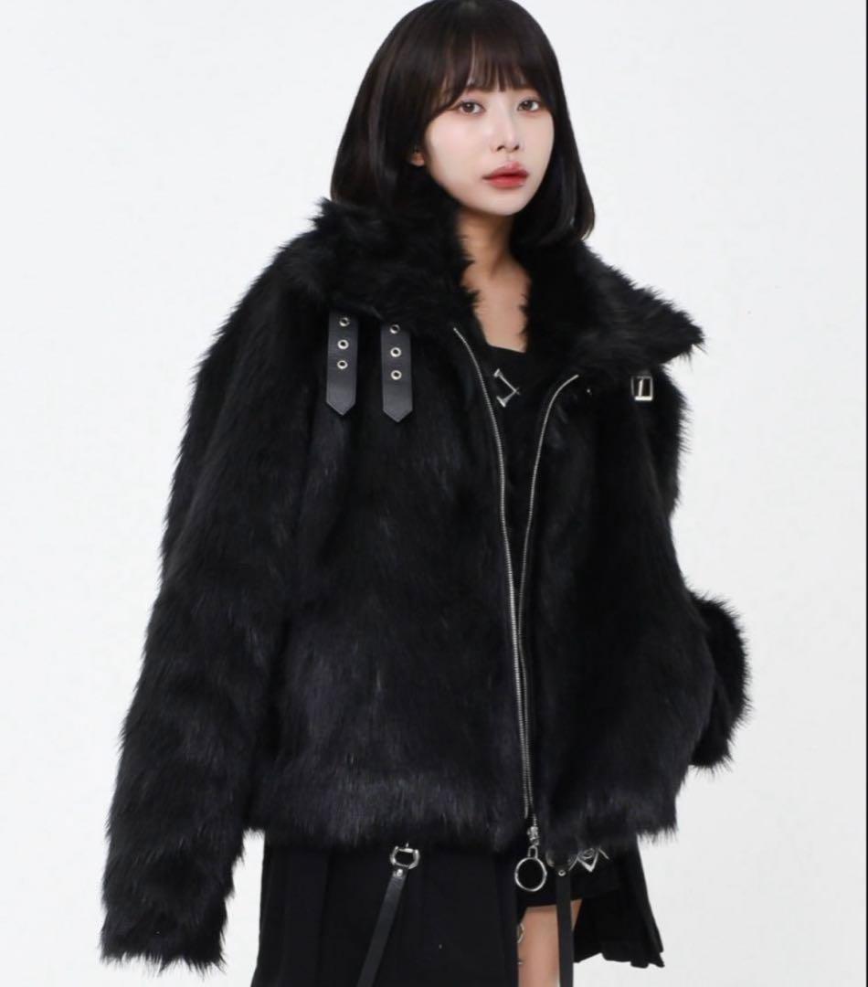 『REFLEM/レフレム』ベルト付きクロップファージャケット タグ付き