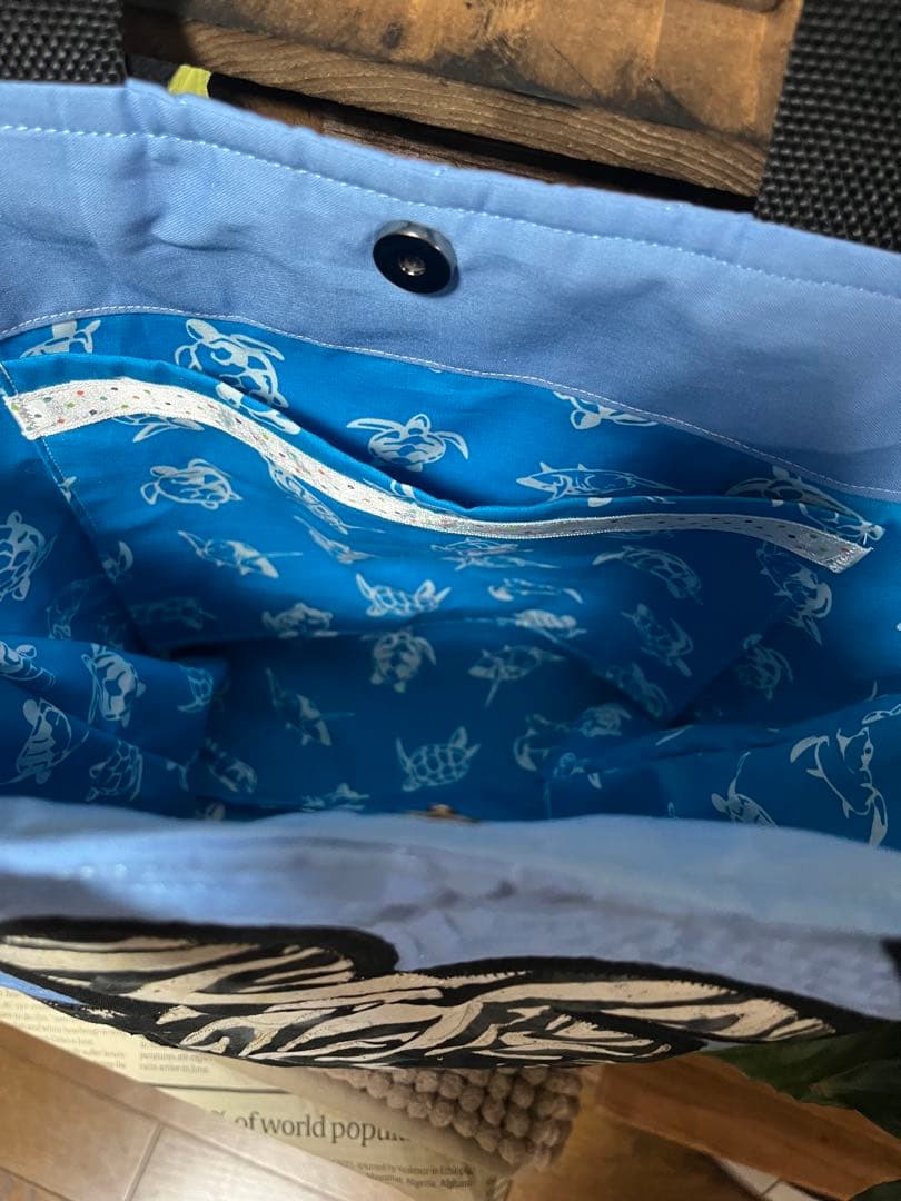 ハワイアンキルト　ハワイアンキルトバッグ　ホヌ　カメ　トートバッグ