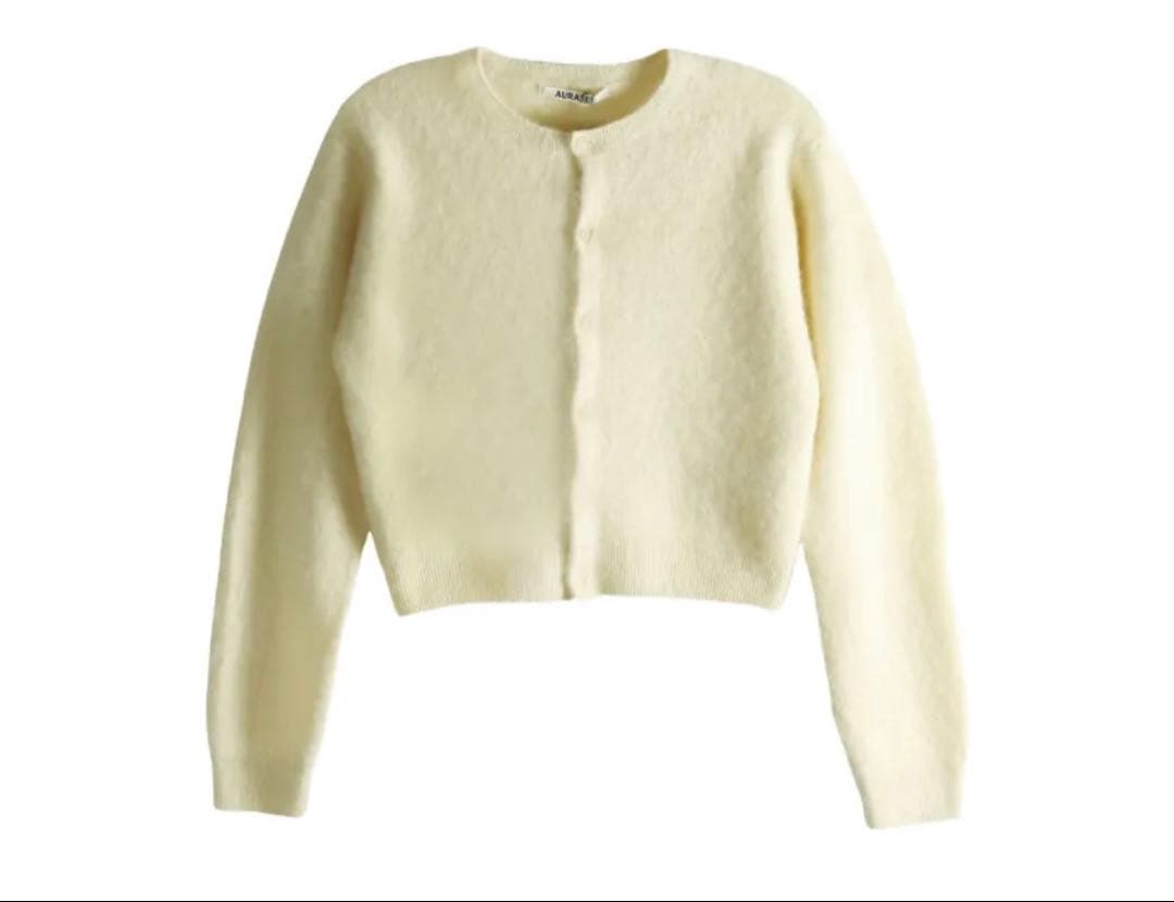 トップス AURALEE BABY ALPACA CREWNECK CARDIGAN