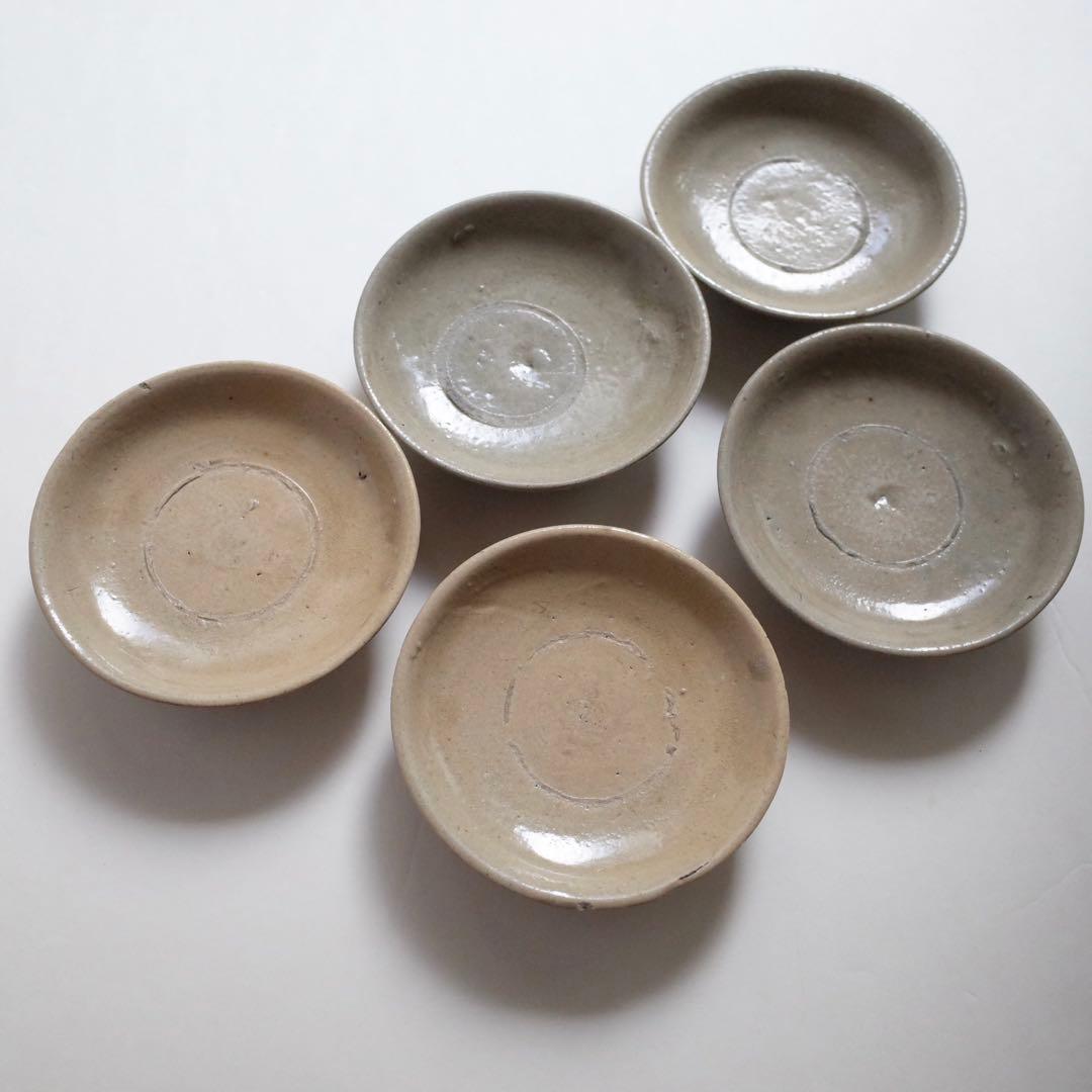 瀬戸　灰秞皿5枚組　江戸期　/古瀬戸　美濃