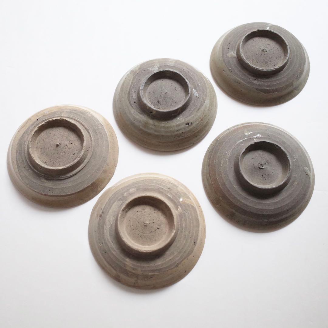 瀬戸　灰秞皿5枚組　江戸期　/古瀬戸　美濃