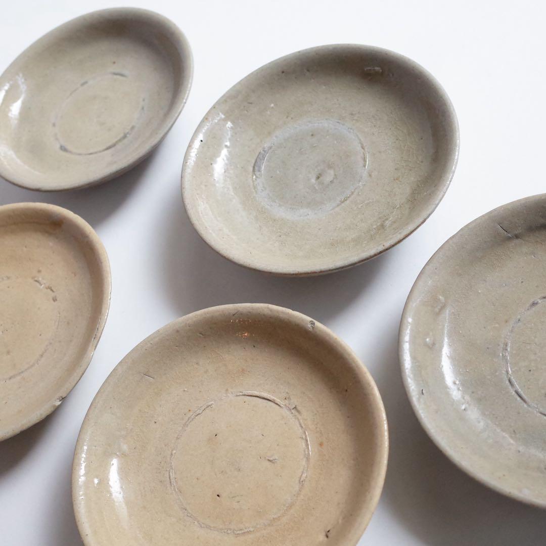 瀬戸　灰秞皿5枚組　江戸期　/古瀬戸　美濃