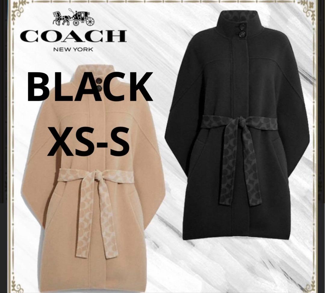 COACH ベルト付きポンチョ 黒