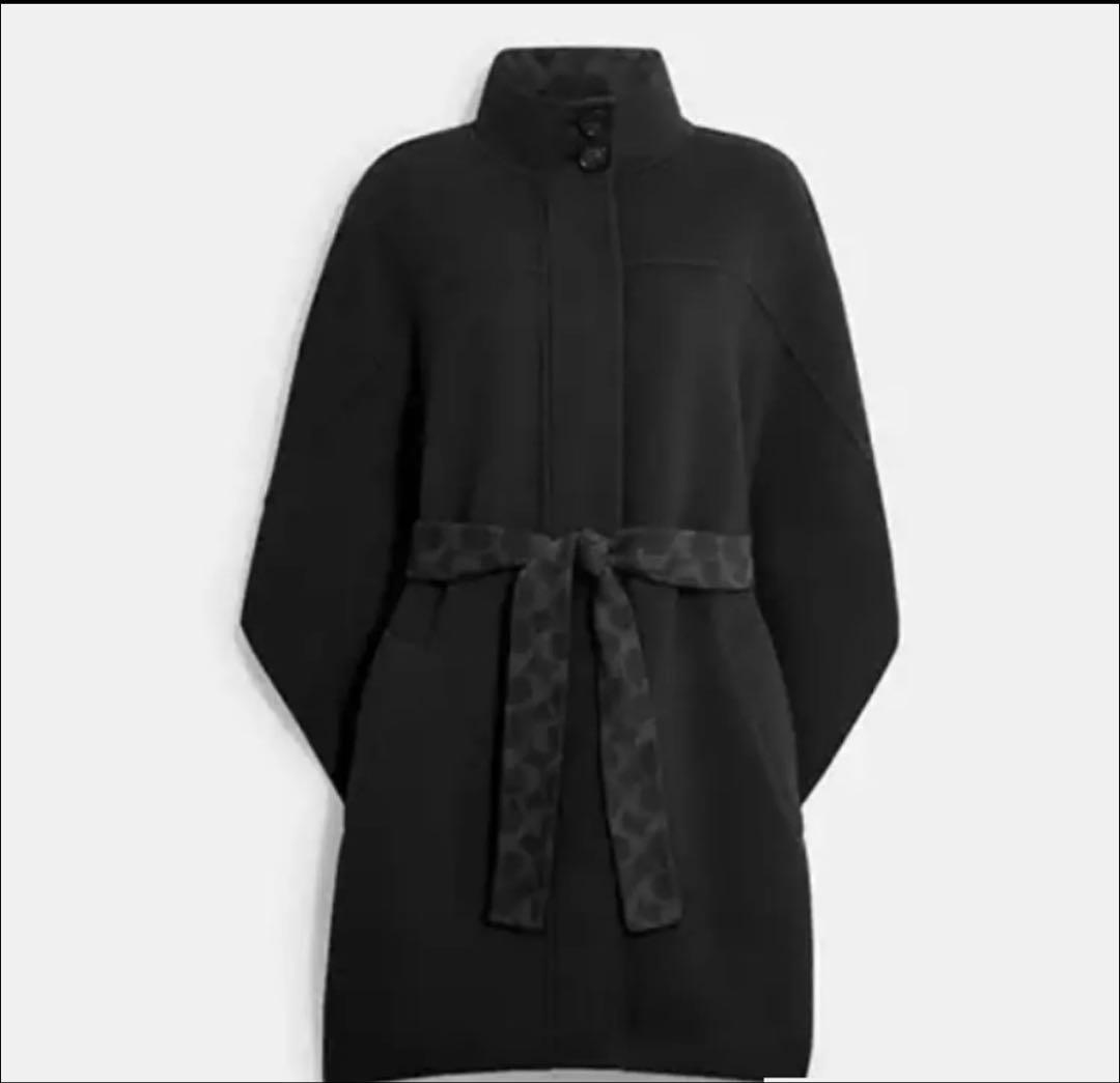 COACH ベルト付きポンチョ 黒