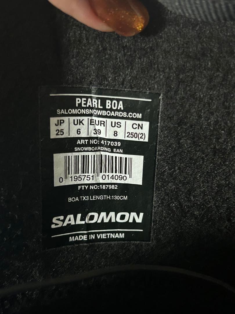 【祭限定値引】【使用1回美品】サロモン PEARL BOA 25cm レディース
