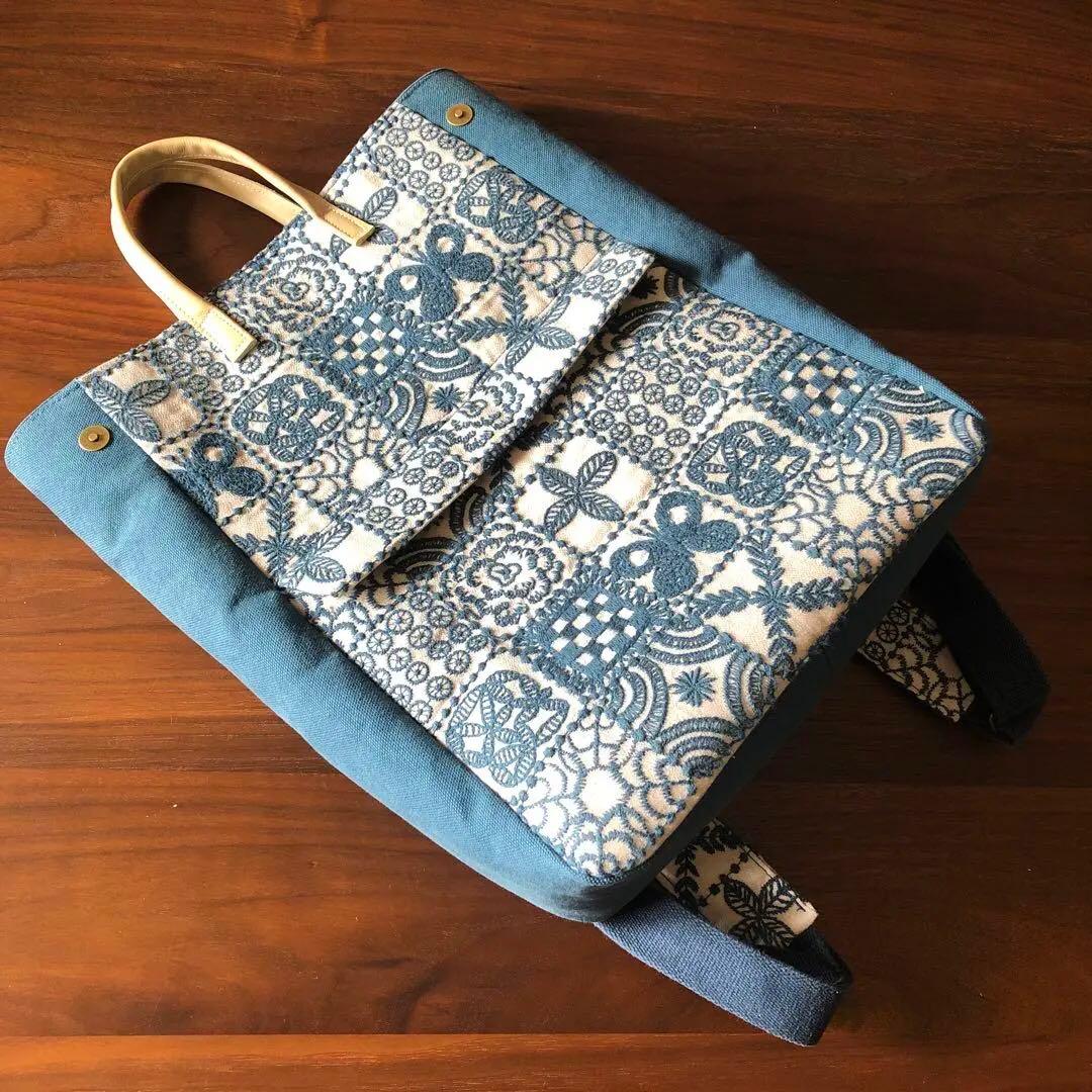 ハンドメイド トートバッグリュック forest tile