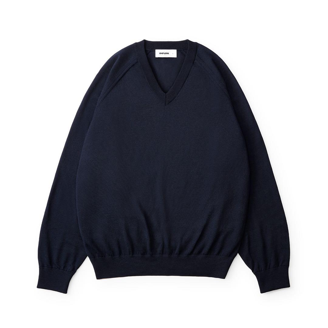 b*5様 everyone high gauge Vneck knit NAVY