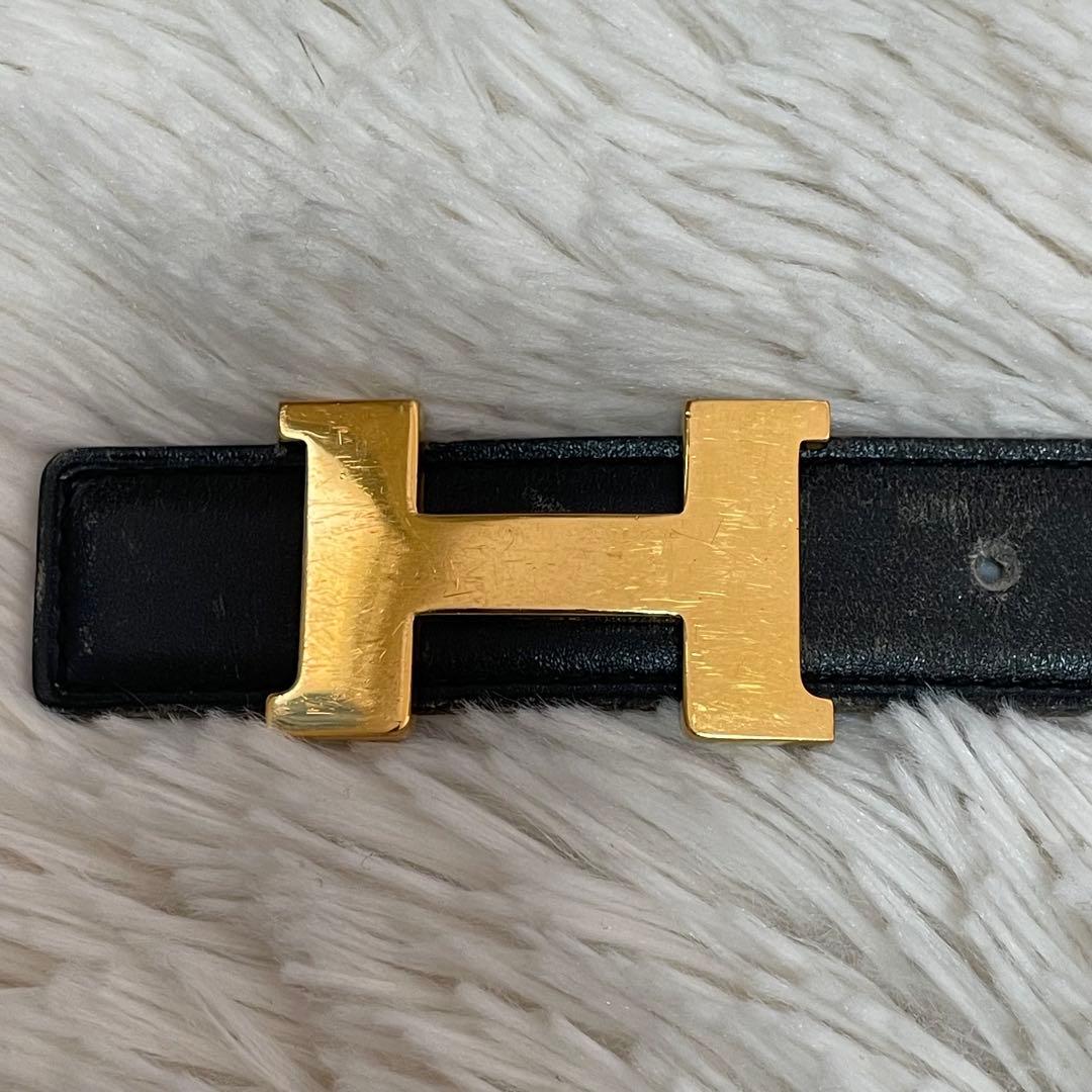 希少 エルメス Hバックル リバーシブル ベルト ゴールド 70 レディース