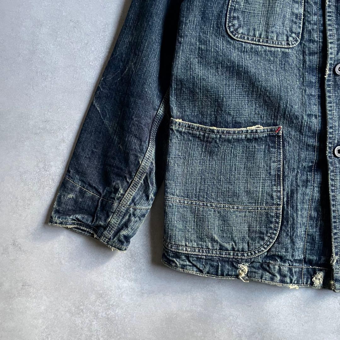 ETERNAL デニムカバーオール ブランケット付き ダメージ加工 38 日本製