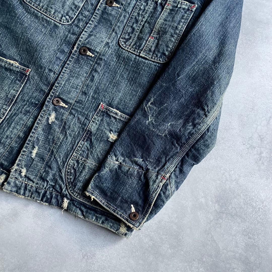 ETERNAL デニムカバーオール ブランケット付き ダメージ加工 38 日本製