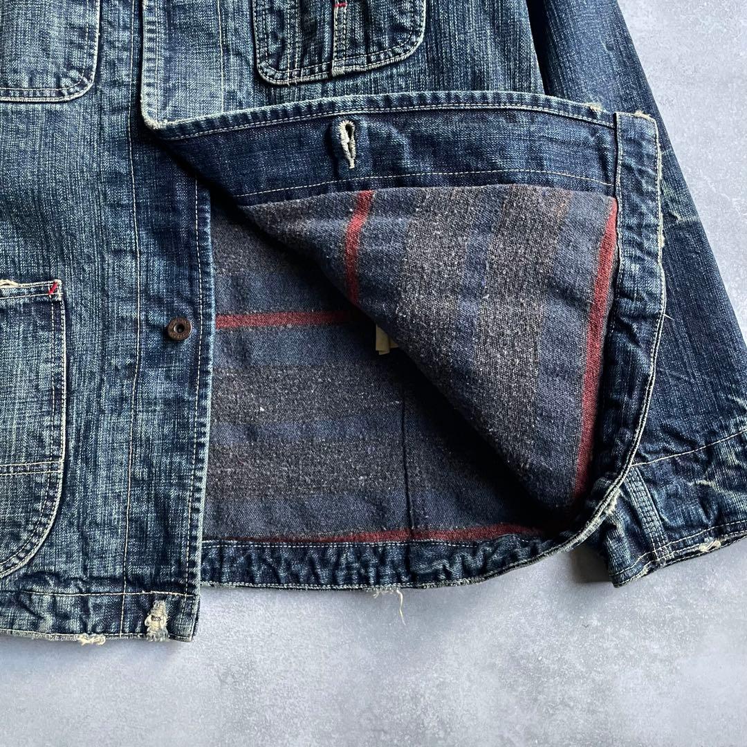 ETERNAL デニムカバーオール ブランケット付き ダメージ加工 38 日本製