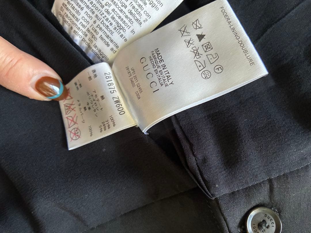 GUCCI黒シルク巻きプリーツスカート 40 正規品