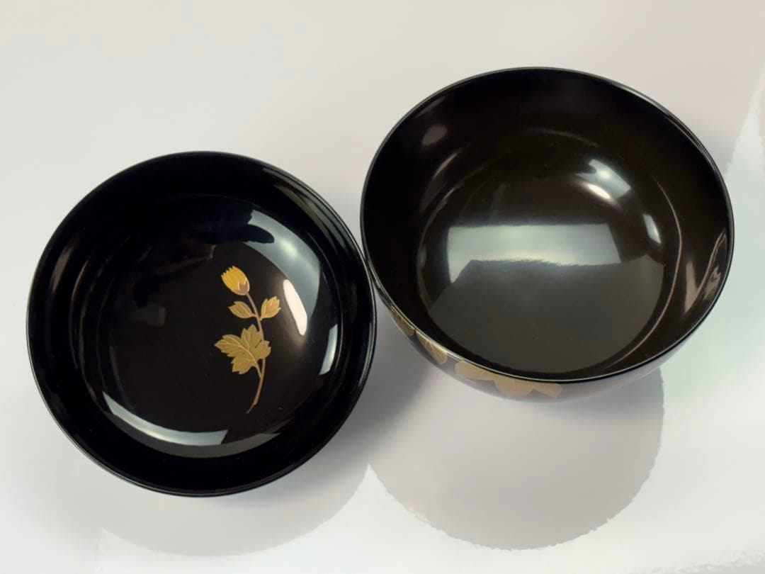 【未使用】越前漆器【源伸堂】蒔絵付　吸物椀5客セット 共箱栞付R7112328