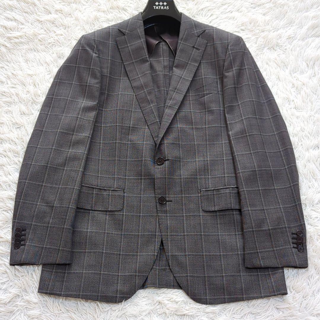 未使用級 L ヒルトン グアベロ スーパー130s グレンチェック セットアップ