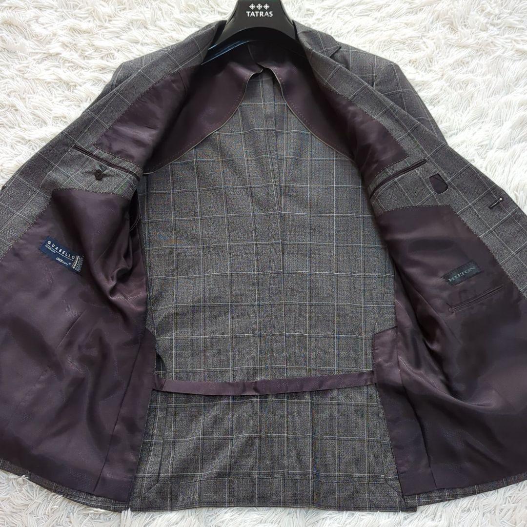 未使用級 L ヒルトン グアベロ スーパー130s グレンチェック セットアップ