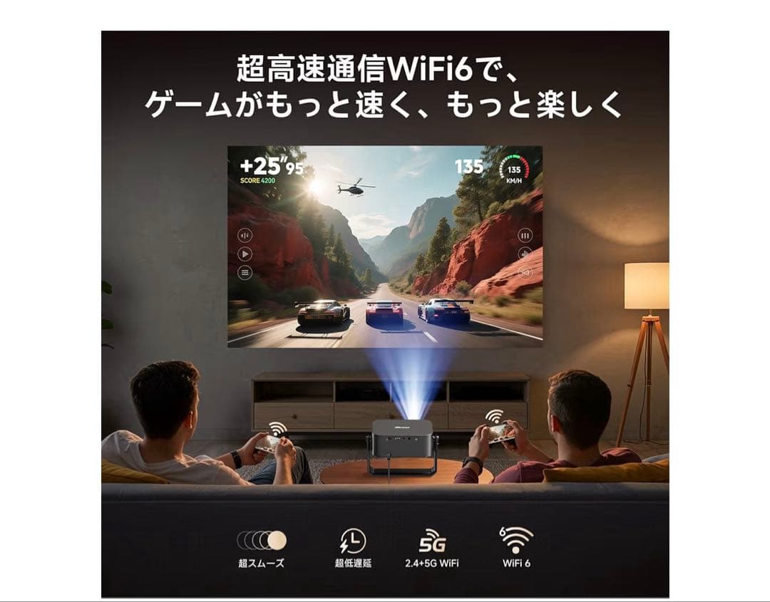 プロジェクター 1080P 1200ANSI 家庭用　小型　天井投影