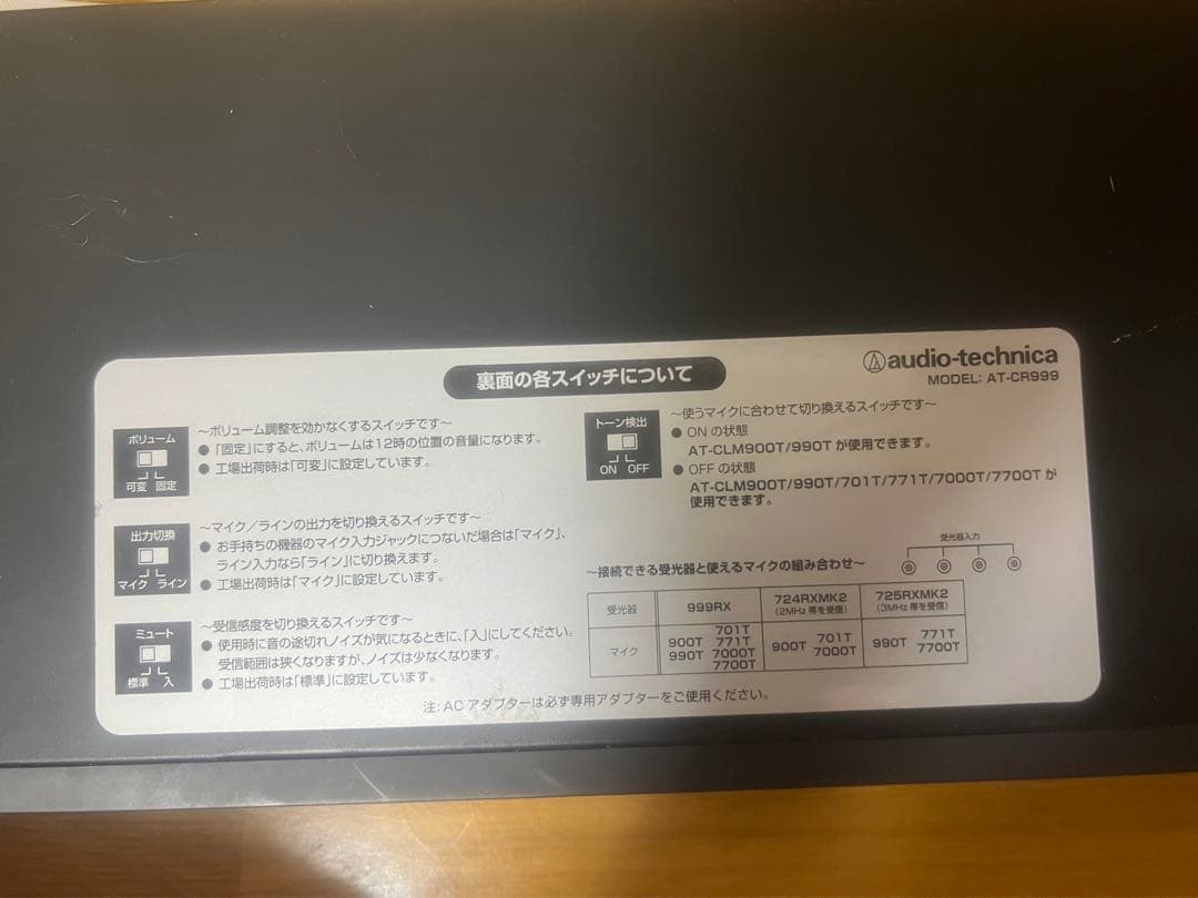 audio-technica AT-CR999 赤外線4chレシーバー