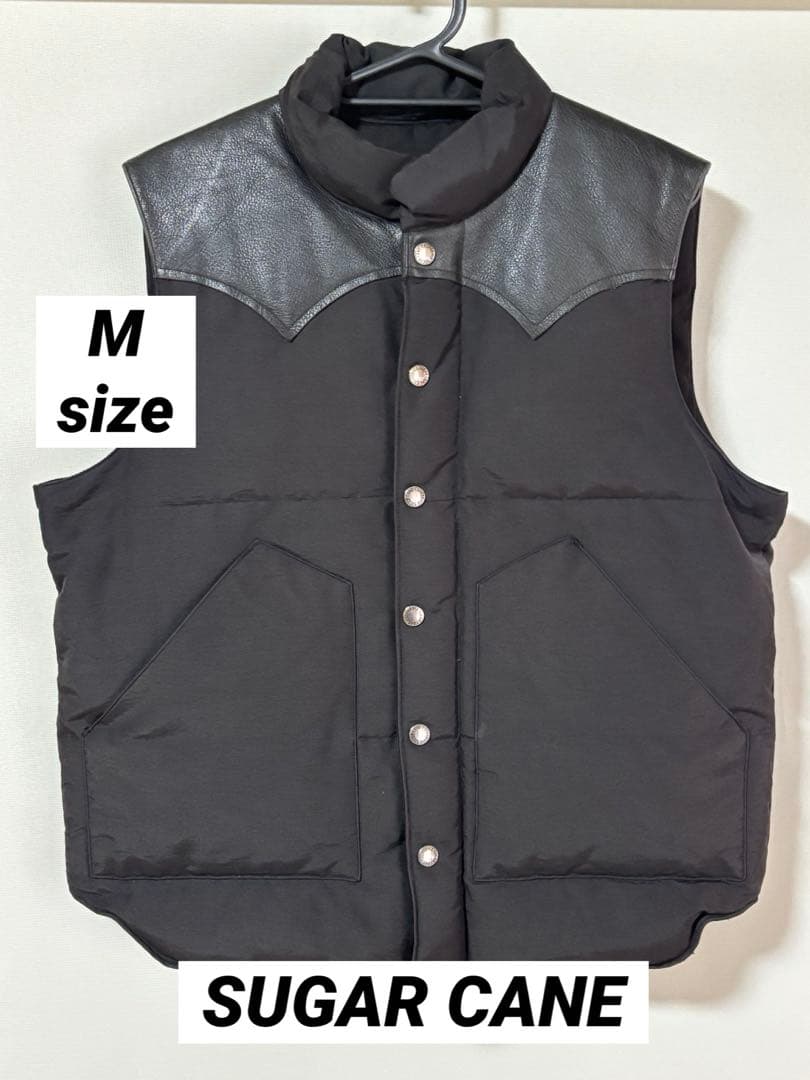 SUGAR CANE レザーダウンベスト Mサイズ ブラック